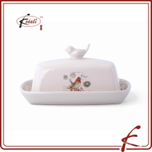 Abziehbild Muster Steinware Butter Gericht Vogel auf Deckel dekorativ